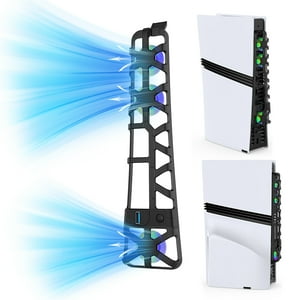 Genérico - Ventilador Con Control De Temperatura, Iluminación Rgb Y Puerto Usb 3.0 Compatible Con Playstation 5 Pro-Negro