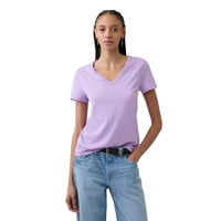 Camiseta Gap Con Cuello En V Favorita Para Mujer, Color Ciruela, Talla Xs