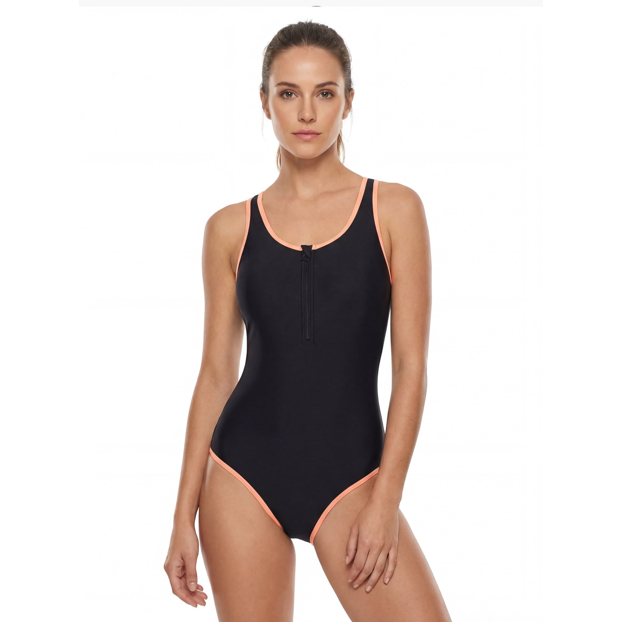 Samia - Traje De Baño Mujer Natación Con Cierre Naranja