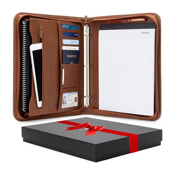 Organizador de portafolios Forevermore Portfolios con anillos de 1,5 cm, color marrón