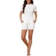 thumbnail image 2 of INSPIRE CHIC Conjunto de Pijama de Punto Acanalado para Mujer, Camiseta de Manga Corta con Cuello Redondo y Pantalones Cortos con Cintura Elástica y Bolsillos M Blanco, 2 of 6
