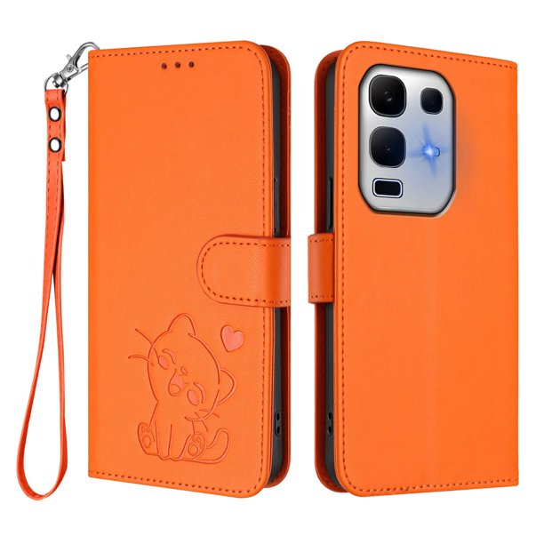 Funda Volteable tipo Billetera con Correa para Infinix Note 50X 5G, Naranja