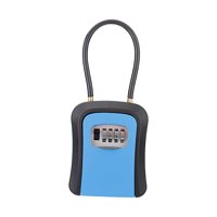 Magideal - Caja De Seguridad Para Llaves Con Combinación De 4 Dígitos, Grillete De Cable De Acero, Resistente A La Intemperie, Portátil Para Perilla De Puerta O , Azul