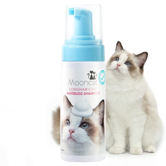 Champú sin agua para gatos Mooncat, seguro para lamer gatos de pelo largo
