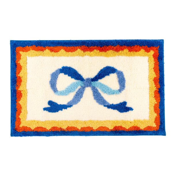 Alfombra de Baño Impresa Estética REGALWOVEN, Ultra Suave Absorbente Peluda, Única Alfombra de Microfibra Antideslizante Azul Rojo 32" x 20"