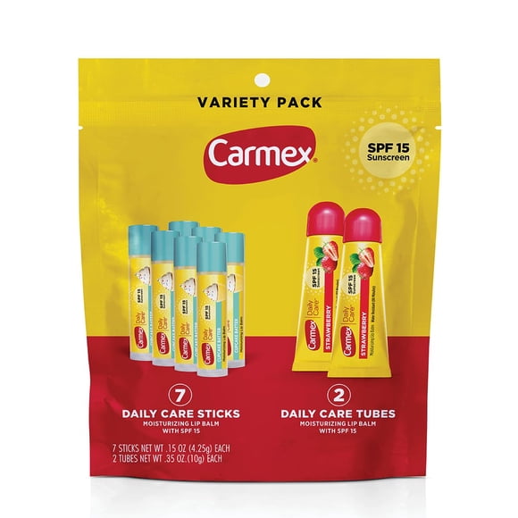 Bálsamo labial Carmex Daily Care Hidratante SPF 15 Fresa 9P