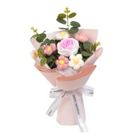 Magideal - Ramo De Flores De Ganchillo Con Flores De Punto, Flor Conservada Tejida A Mano Terminada, Regalo Del Día De San Valentín Para El Cumpleaños Del Día De Rosa