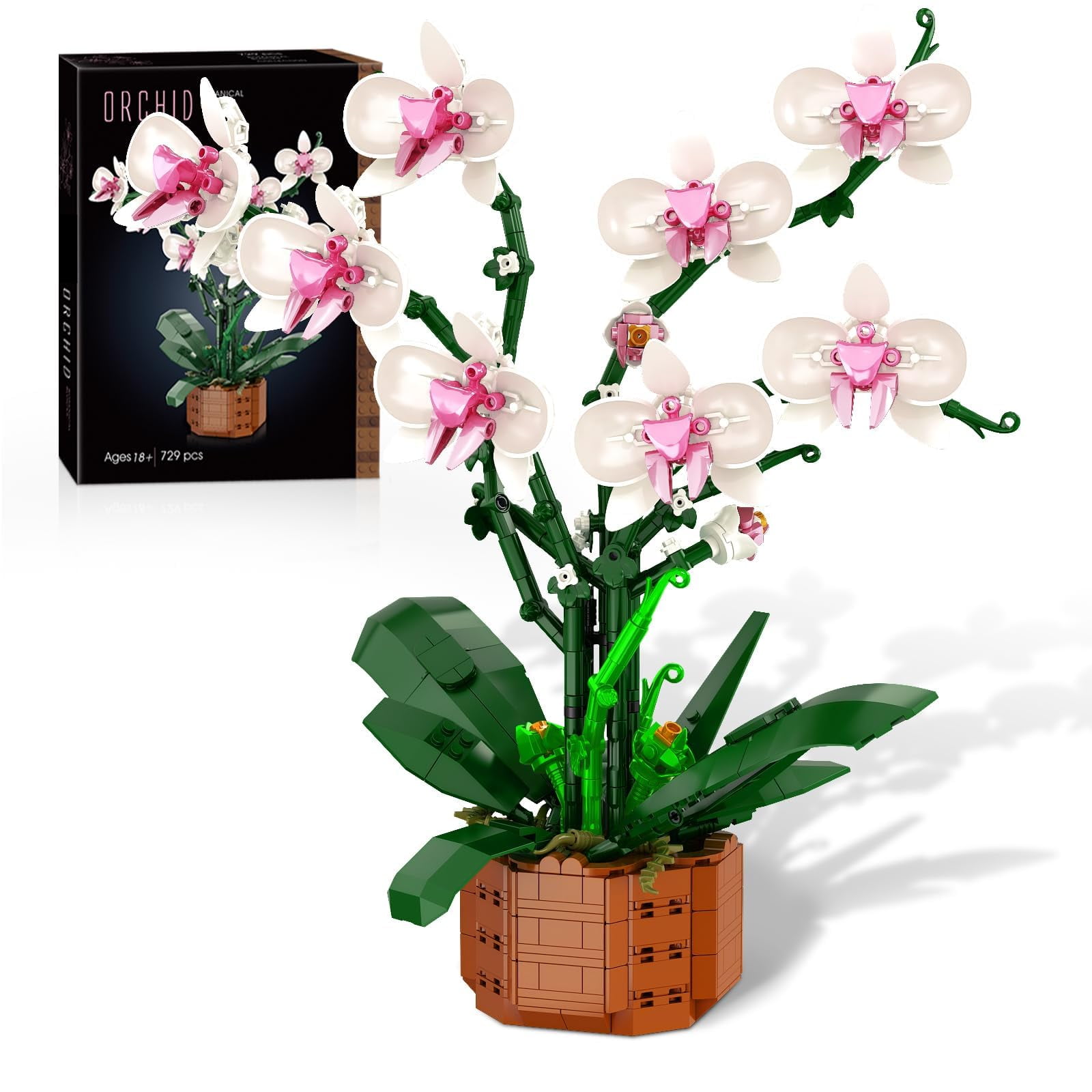 Juego De Bloques De Construcción Bilinott Flower Orchid 729 Piezas Con Luz Led