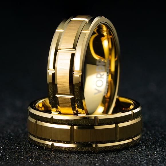 Anillo de Carburo de Tungsteno Golden Brick Talla 9 USA Hombre