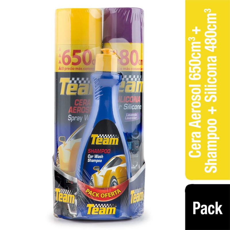 Silicona Lavanda 480cc + Cera Aerosol 650cc + Shampoo 250ml 1 Un Team