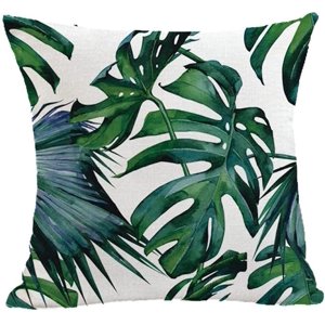 Hogarly - Funda De Cojín 45X45 Cm Hojas Tropicales Monstera Intensa