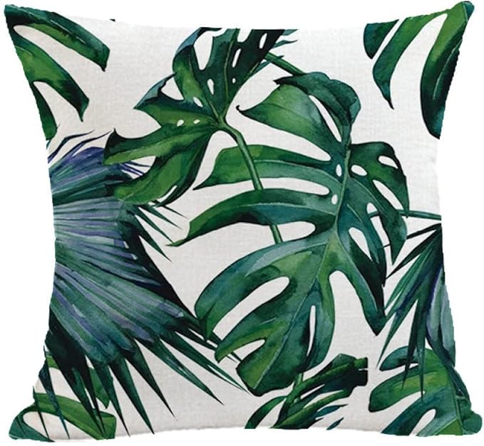 Hogarly - Funda De Cojín 45X45 Cm Hojas Tropicales Monstera Intensa