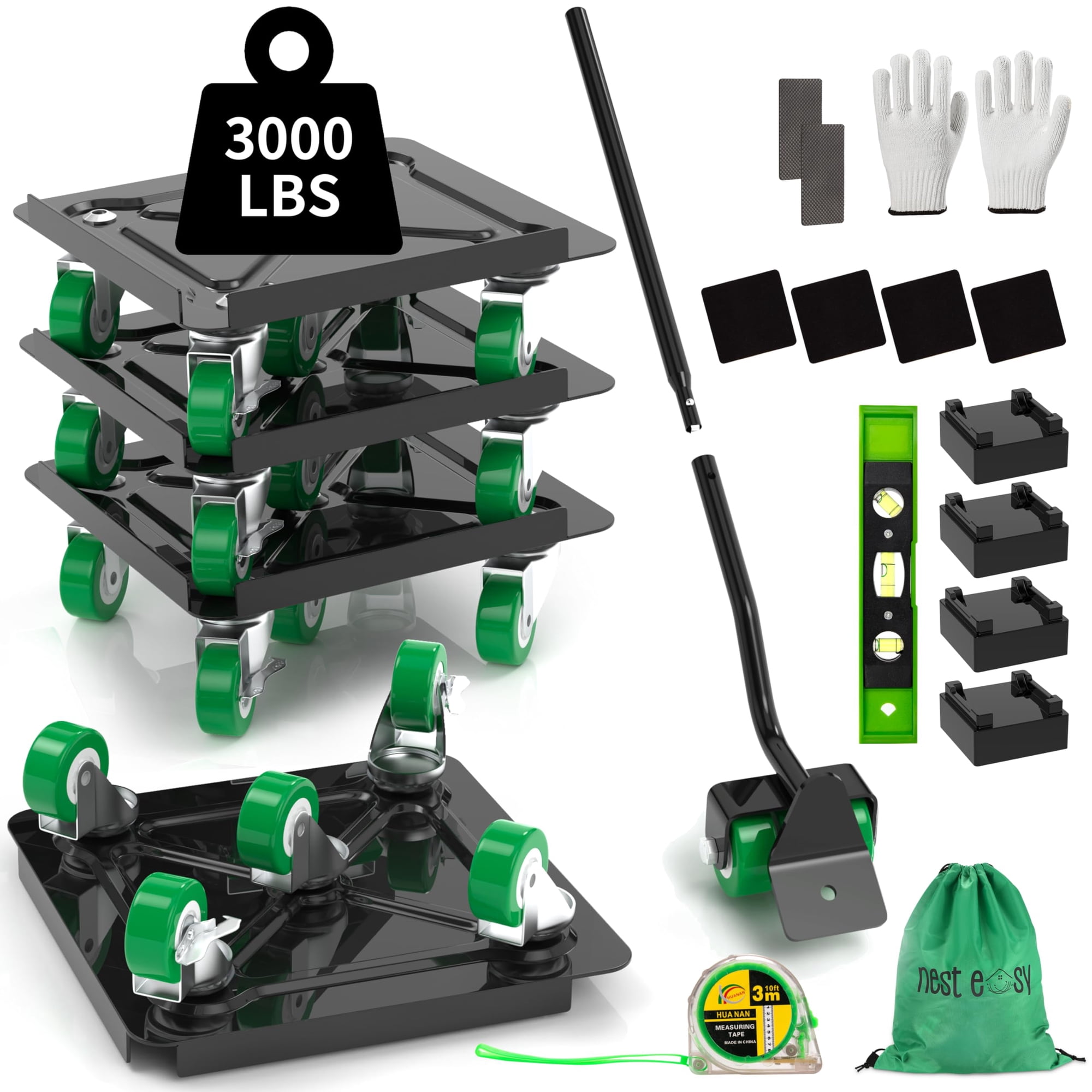 Furniture Dolly Nest Easy Heavy Duty 1360 Kg Con Cinta Métrica