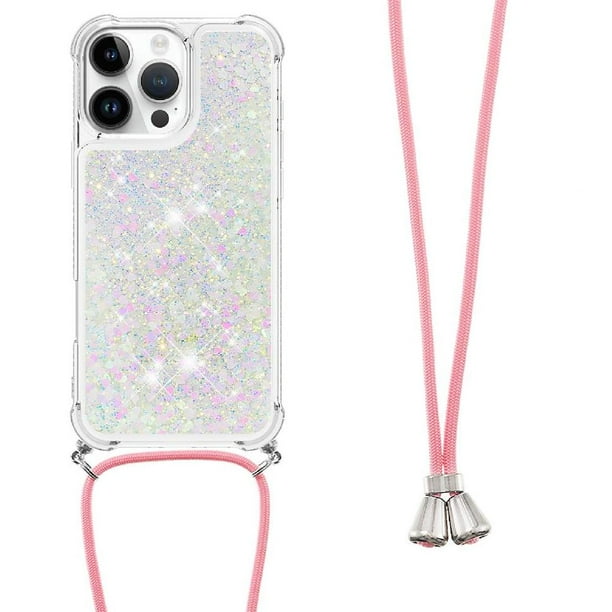 Funda FOXDOCK para iPhone 16 Pro con Cuerda Ajustable, Brillo Líquido, Protección Antigolpes y Lente – Ideal para Regalo