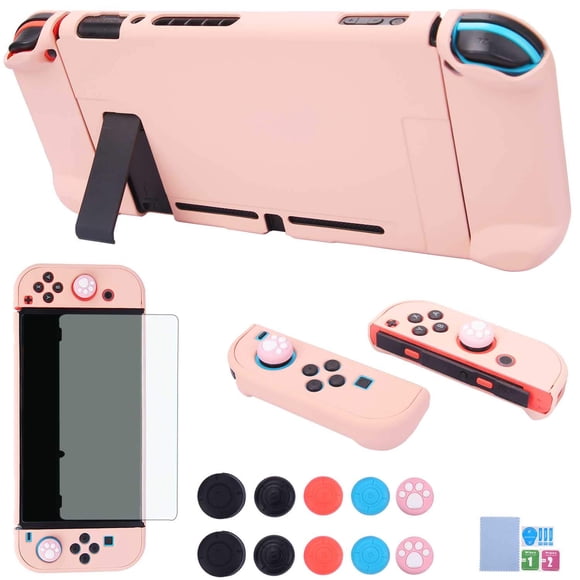 Funda 3‑en‑1 COMCOOL Rosa para Nintendo Switch + Protector de pantalla