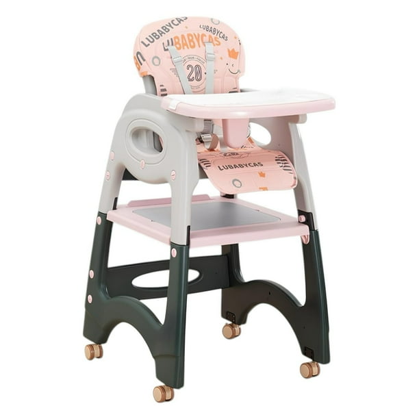 Silla De Comer Multifuncional Con Ruedas Rosada By LuBabycas