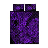 Milsleep - Hawaii Shark Juego De Cama Edredón Patrón Polinesio Morado Versión Lt01