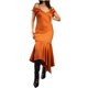 thumbnail image 1 of Jess de Meiko Vestido de Mujer Mangas Largas Cuello en V Cremallera Asimétrico Manga de Mariposa Vestido de Tirantes M Naranja Calabaza, 1 of 5