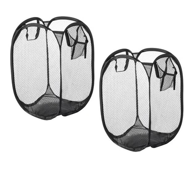 Cesta de lavandería plegable Cesta de lavandería emergente de malla, con asa duradera, fácil de abrir y plegar para un almacenamiento plano