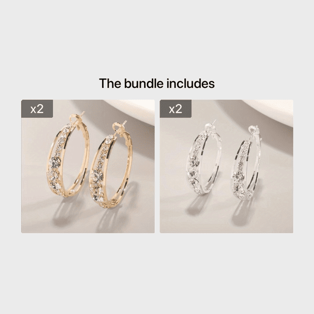 1pair Men's Earrings Exquisite Explosive Style Wind Rhinestone Men's And Women's Earrings Large Circle Earrings Ear Jewelry