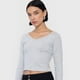 thumbnail image 3 of Polera Mujer M/L Cuello V Gris Melange Corona, 3 of 5