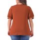 thumbnail image 3 of Agnes Orinda Blusas de Talla Grande para Mujeres con Mangas Cortas Abullonadas Cuello Redondo Camisas Plisadas Túnica Blusas 4X Rojo Marrón, 3 of 6