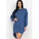 thumbnail image 1 of Saronite Vestido Básico de Manga Larga y Corte Asimétrico, Color Azul Neblina (para Mujer), 1 of 4