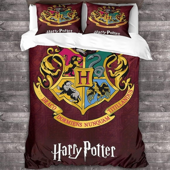 Harry Potter-Bedding Set Pieces-Duvet Cover with Magic School Theme Crest in Print D-Comfortable and Soft,Double(xcm