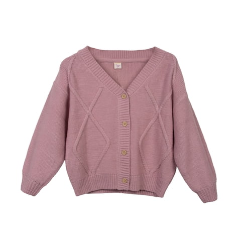 Pillin - Chaleco Niña Con Botones Y Cuello En V Palo Rosa