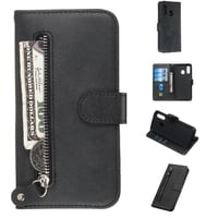 Gangxun - Funda Con Cremallera Para Samsung Galaxy A40, Carcasa Cartera De Cuero Pu Con Soporte Y Tarjetero