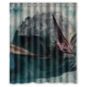 Pinghai - Cortina De Ducha De Mosasaurus Jurassic World Kills, Juego De Cortina De Baño Con Ganchos, Tamaño 60 X 72 Pulgadas