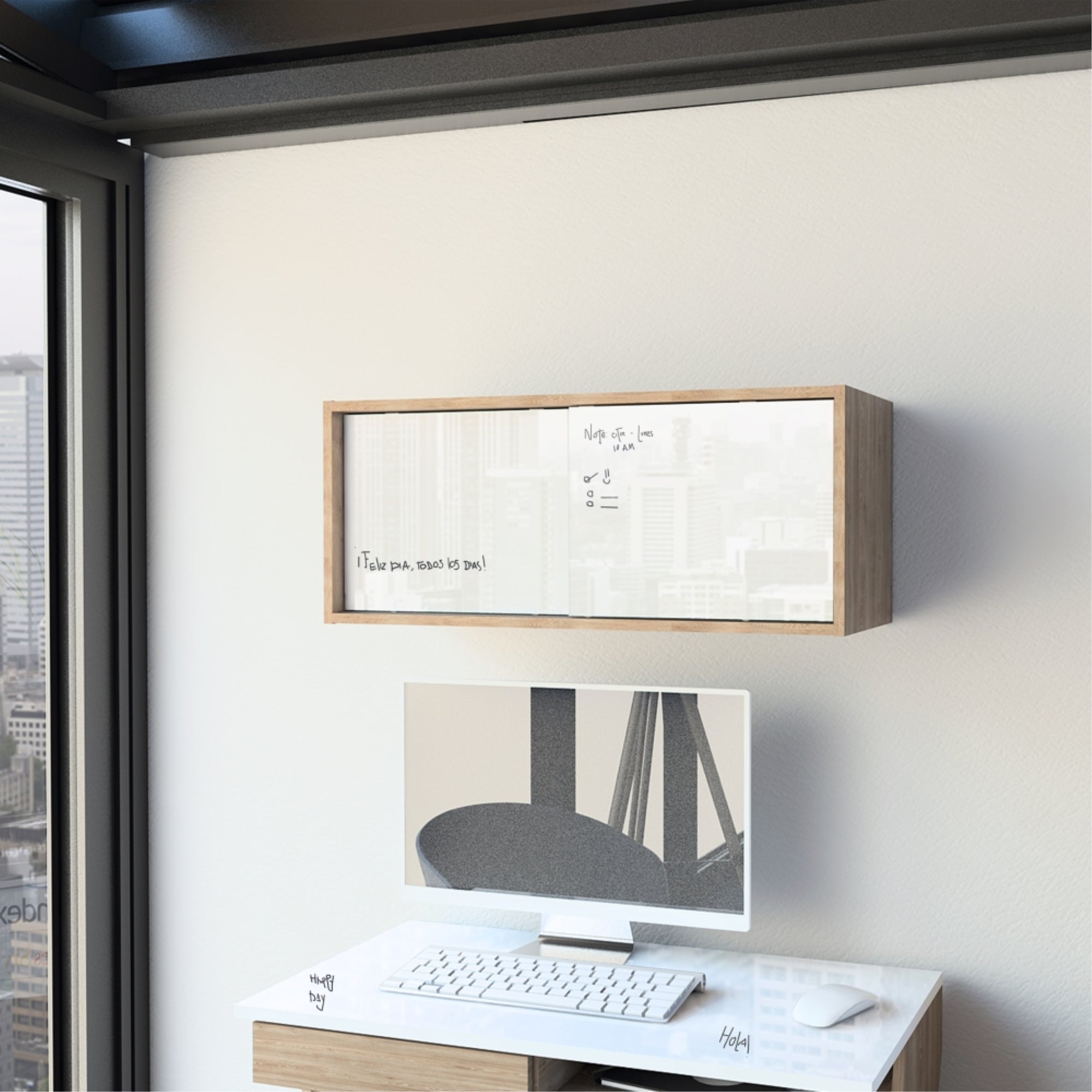 Tuhome - Gabinete Note Blanco Y Miel 33,81,33 Cm