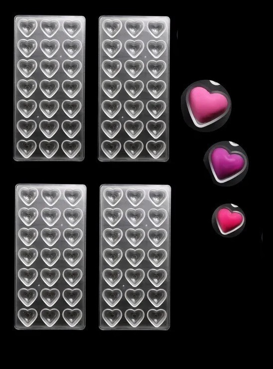 Genérico - Pack X4 Molde Chocolate Molde De Chocolate Acrilico Corazón