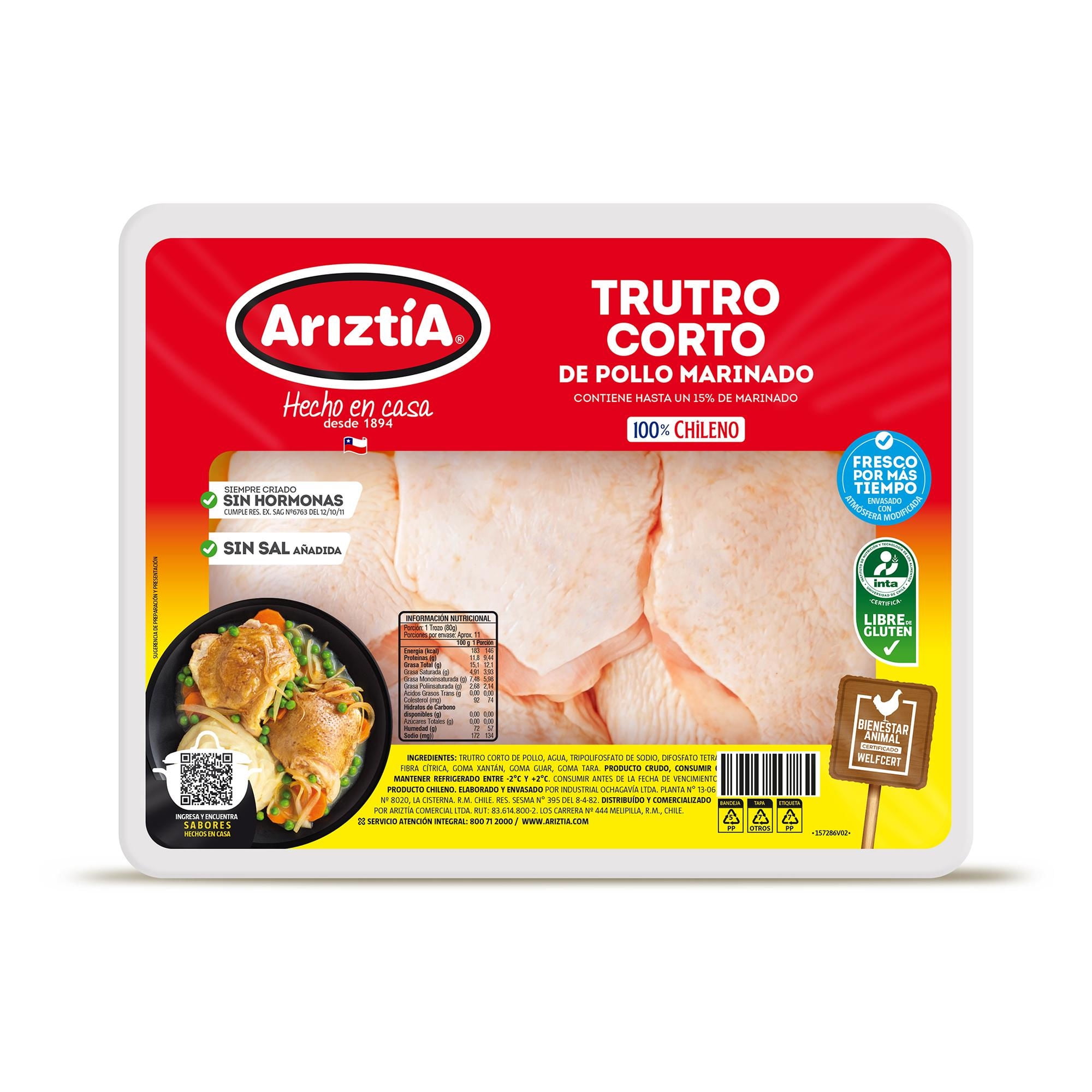 Pollo Trutro Corto Envasado 1 kg Ariztia