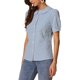 thumbnail image 4 of INSPIRE CHIC Camisa a Cuadros de Regreso a Clases para Mujer con Cuello Peter Pan, Manga Corta Abullonada, Botones Abajo, Blusa de Gingham, Azul Lago S, 4 of 6