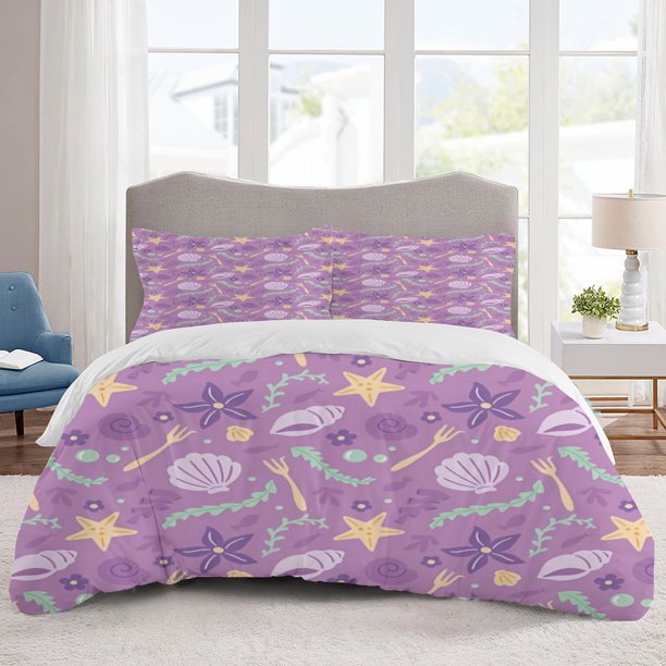 Ariel Bedding Sets Cartoon Duvet Cover Lightweight 3 Piece Bet Sets for Kids Boys Girls
