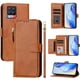 thumbnail image 4 of Funda tipo cartera para REALME 8 PRO 4G con bolsillo con cremallera, tarjetero, soporte, correa para la muñeca y tapa de cuero marrón, 4 of 5