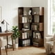 thumbnail image 2 of 6 Tier Corner Bookshelf, 66" Tall L Shaped Bookshelf with Baffle, Freestanding Display Corner Shelf, Wooden Bookcase with Open Shelf Units for Living Room, Bedroom, Home Office, Walnut, 2 of 3