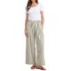 thumbnail image 2 of INSPIRE CHIC Pantalones de rayas con cordón casuales de regreso a clases para mujer, pantalones anchos de cintura alta de algodón sueltos, beige XL, 2 of 6