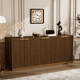 thumbnail image 1 of 67-inch modern wavy sideboard, curved contour design storage cabinet, 6-door cabinet with storage function, suitable for kitchen / bedroom / living room, Walnut, 67.0"L x 15.7"W x 27.7"H, 1 of 3