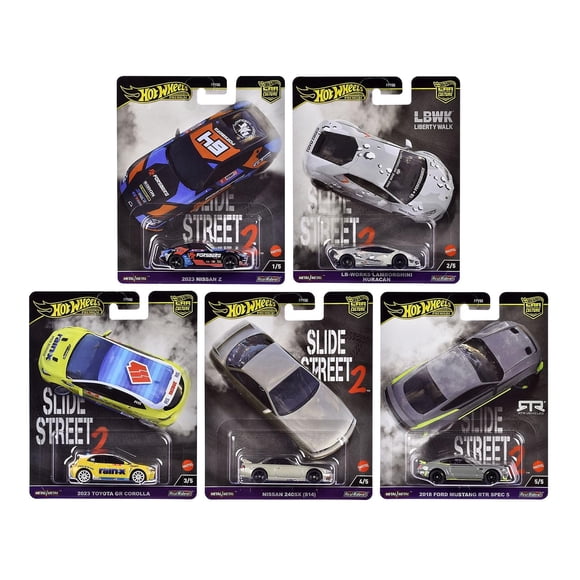 Set de 5 autos de colección de metal fundido Hot Wheels Slide Street 2"