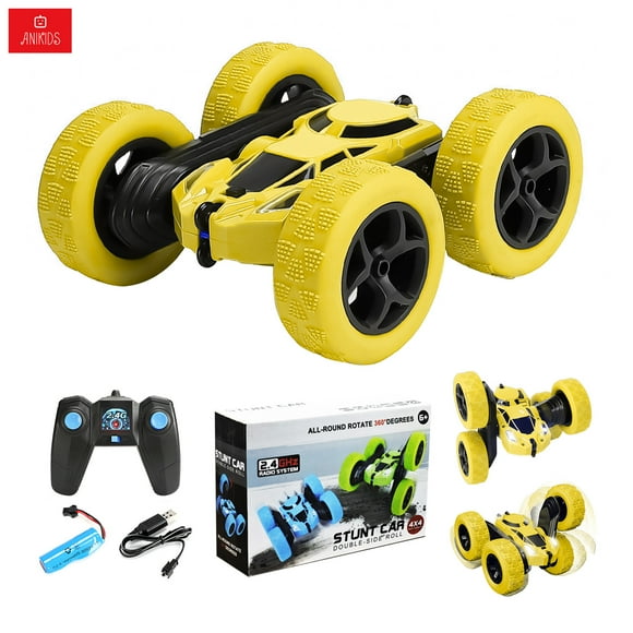 Auto Truco Control Remoto Doble Lado Juguete Niños Amarillo