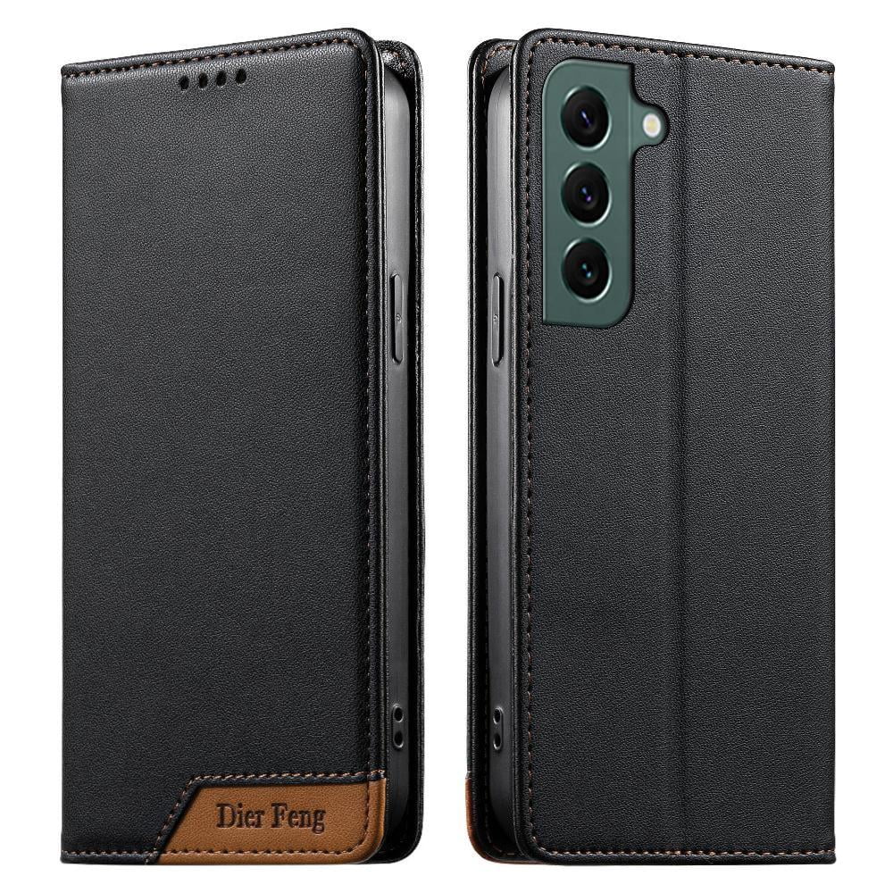 Foxdock - Funda Tipo Cartera De Cuero Sintético Para Samsung Galaxy S22 Bloqueo Rfid, Con Ranuras Para Tarjetas Y Bolsillo Para Efectivo, Cierre Magnético Fuerte Negro