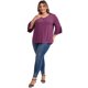 thumbnail image 2 of GRACE & GRANDEUR Blusas Casuales de Mujer Tallas Grandes con Doble Capa, Mangas con Volantes 3/4, Cuello en V y Frente Plisado 1X Púrpura, 2 of 5