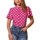 thumbnail image 1 of INSPIRE CHIC Blusa de Mujer para Regreso a Clases con Lunares, Cuello Alto, Pliegues, Abertura en la Espalda, Mangas Cortas Acampanadas XS Rosa Fucsia, 1 of 6