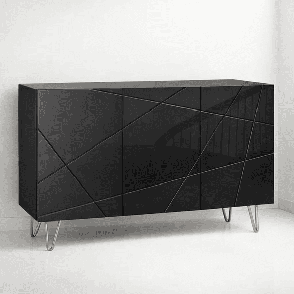 Buffet Moderno LuxLine Negro con Patas Doradas