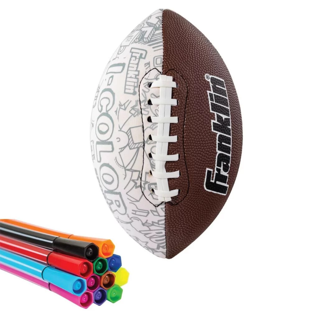 Franklin Sports - Balón Futbol Americano Pintable Mini I-Color 10 Lápices