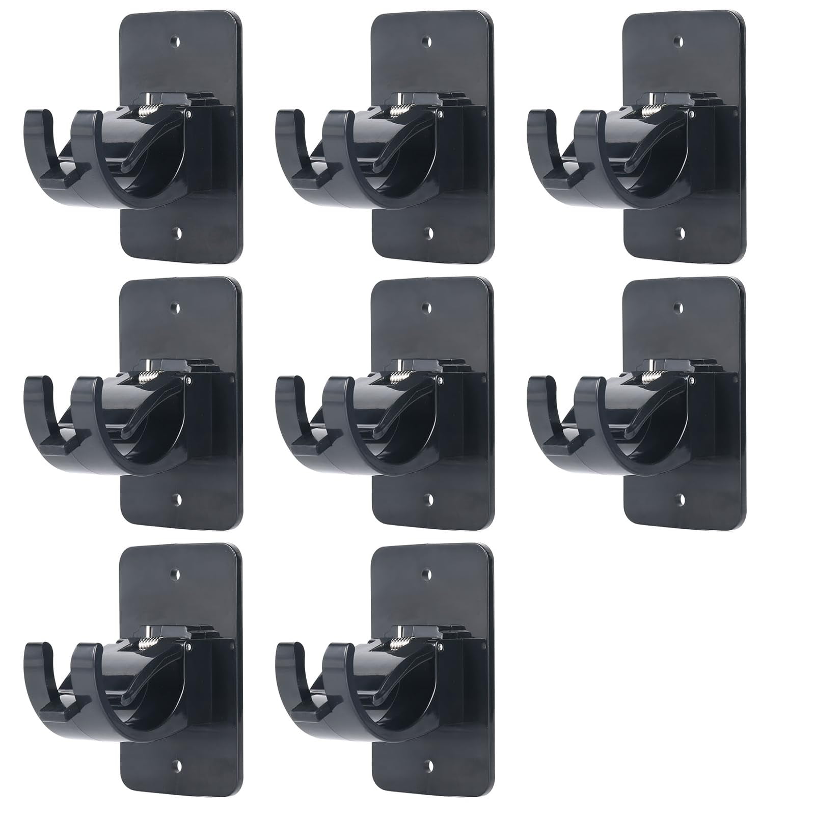 Genérico - Soporte Adhesivo Para Barra De Cortina, Sin Taladrar, 8 Unidades, Negro