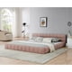thumbnail image 1 of King size Upholstered Bed Frame with Thick Fabric, Chenille Fabric Grounded Queen Size Platform Bed with Headboard and Solid Frame. No Box Spring Needed-Pink(88.5''*85.5''*24''), 1 of 3