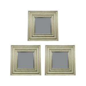 Fliperex - Set 3 Marcos De Espejos Cuadrados Dorados Para Decorar Hogar Dorado